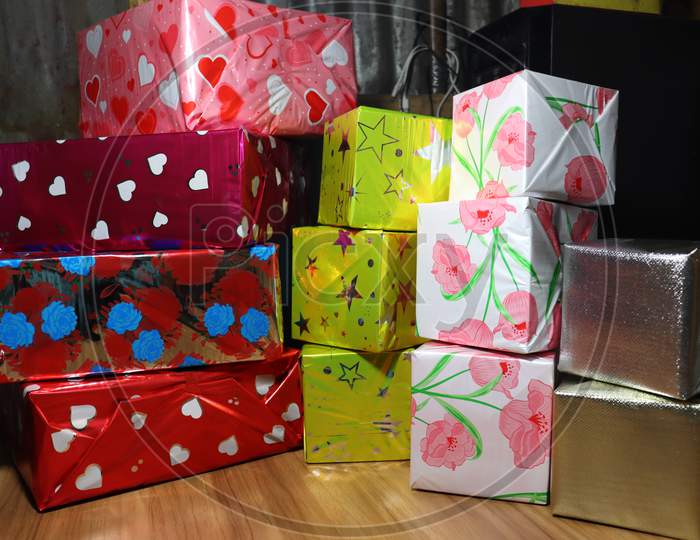 merry Christmas gift box stock