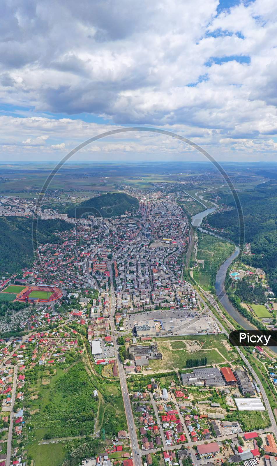 Panorama Aerial View Of Summer City