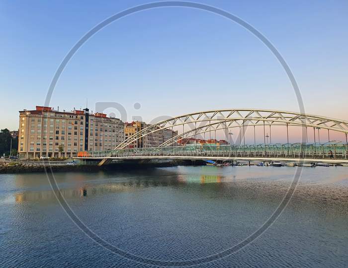 Modern Arch Bridge On Lerez River