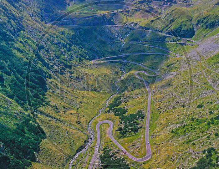 Aerial View Of Summer Mountain Road