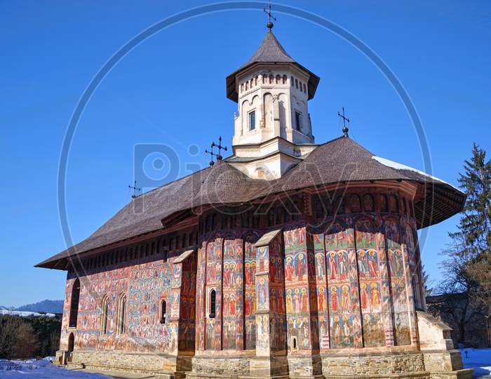Painted Church In Romania, Moldovita Orthodox Monastery