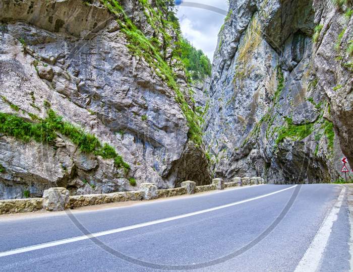 Road Way Between Huge Rocks