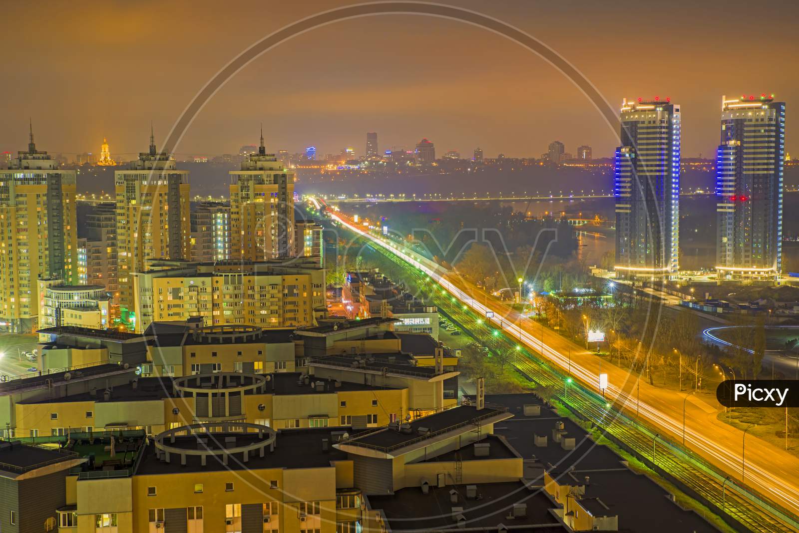Night Kiev City Landscape