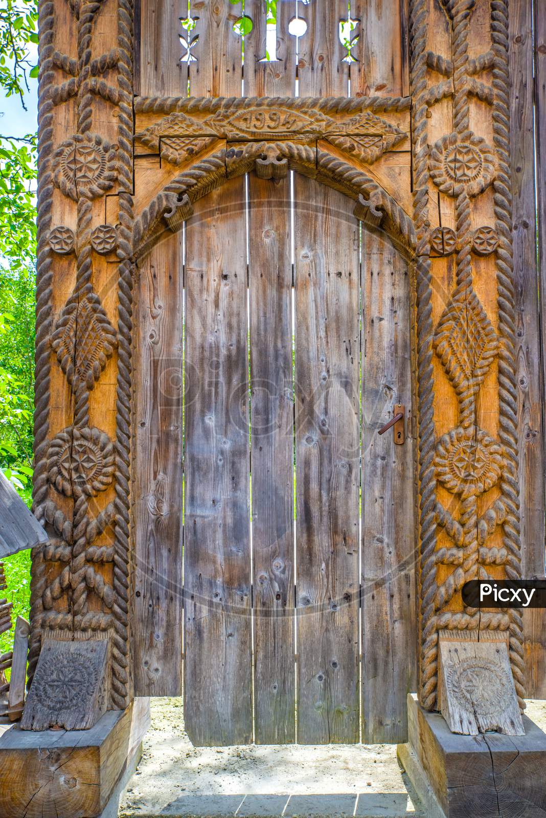 Decorated Wood Gate In Northern Romania