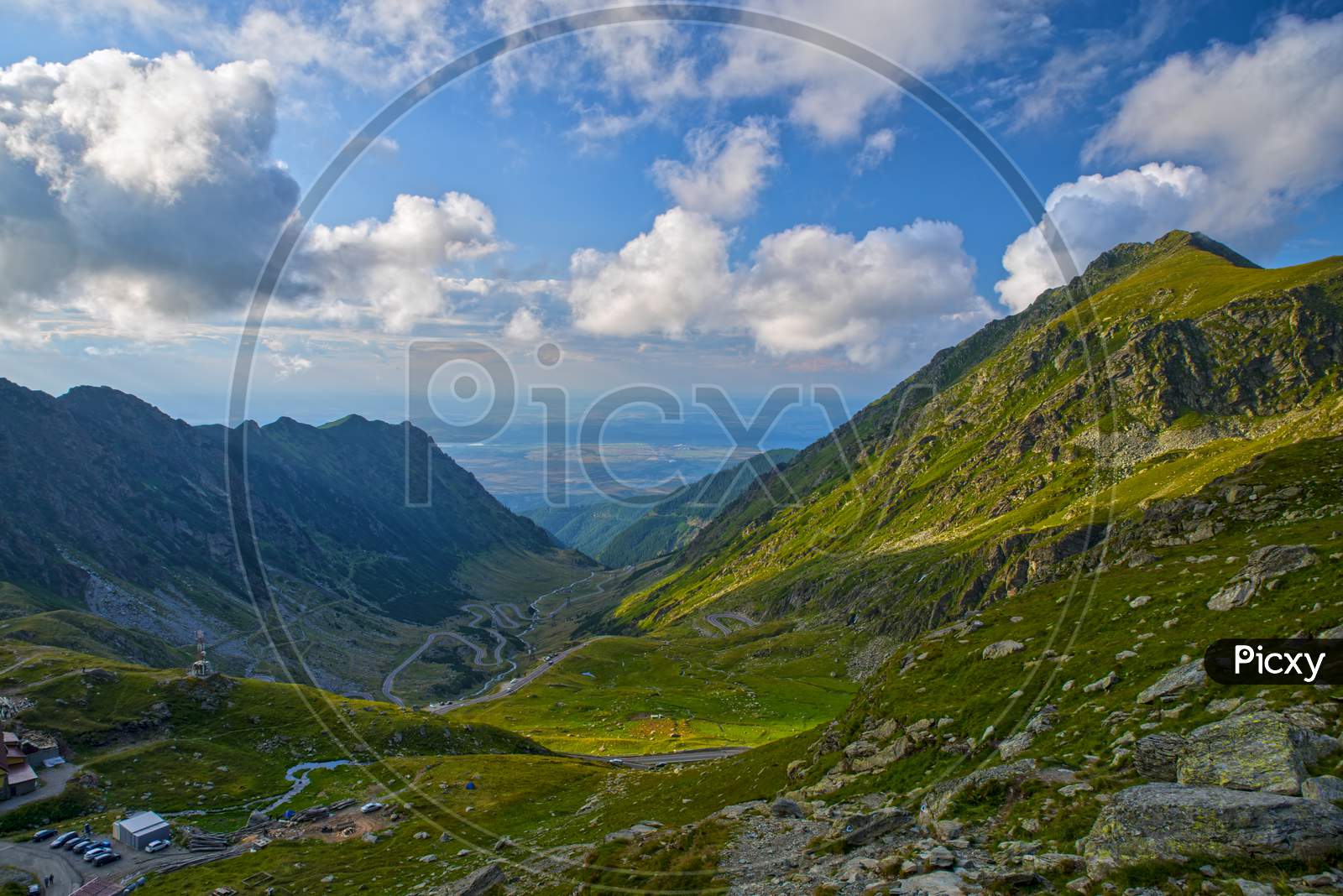 Fagaras Road And Valley In Summer Mountains