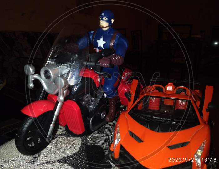 Captain America and Formula one car