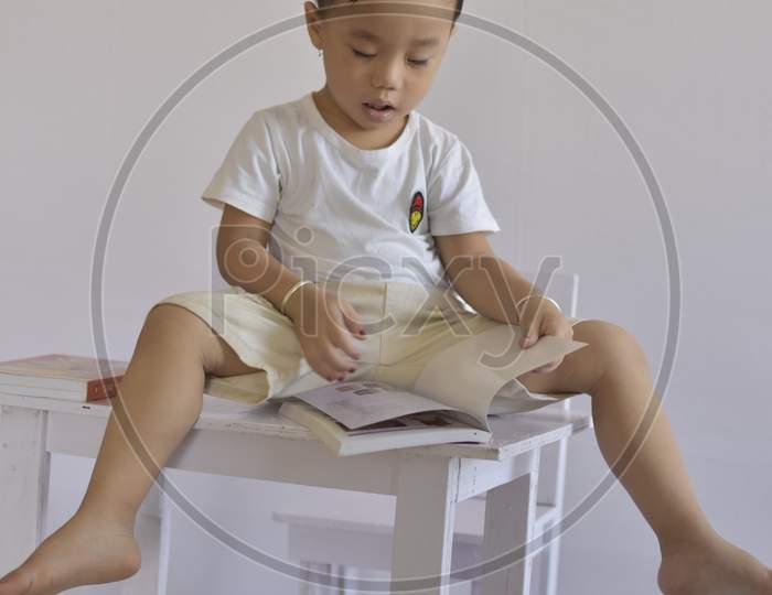 cute baby reading