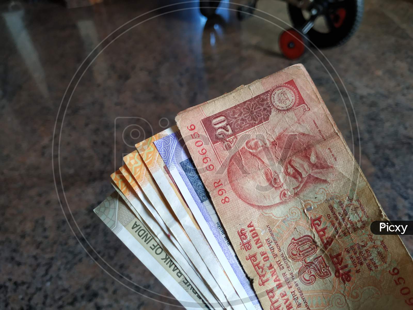 Image Of Closeup Of Multiple Denominations Of Indian Rupee Notes Or ...