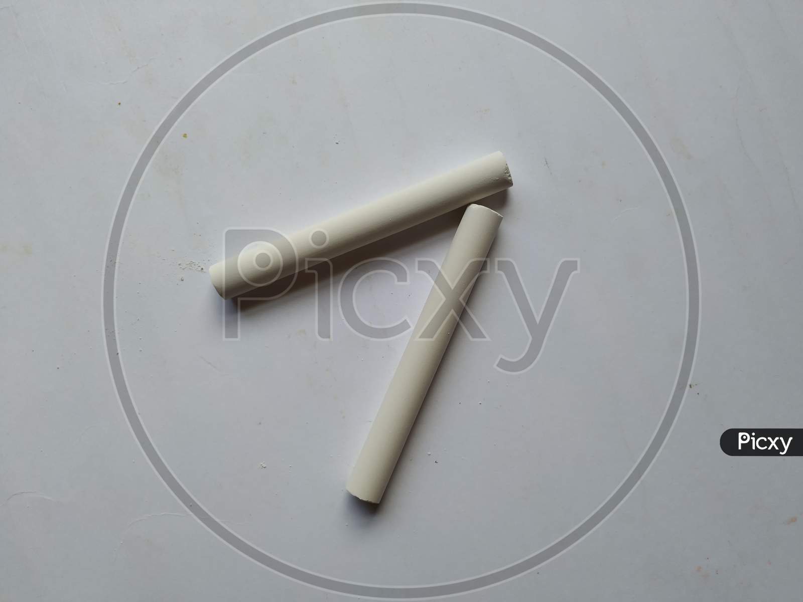 Image of Study Material of Kids White Color Chalk Pieces isolated on White  Background-VV290131-Picxy