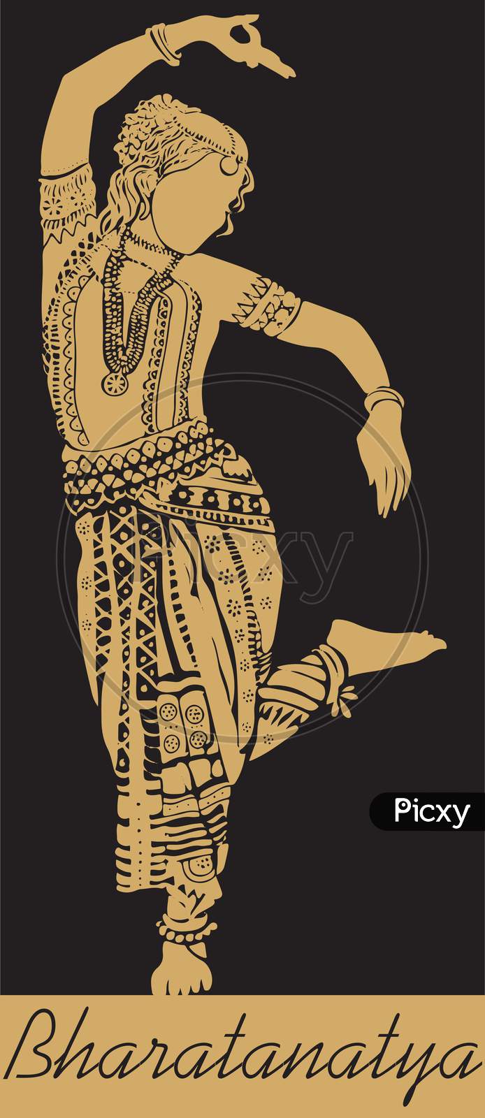 Sketch Of Lady Doing Bharatanatyam Silhouette Graphic Vector Editable Illustration