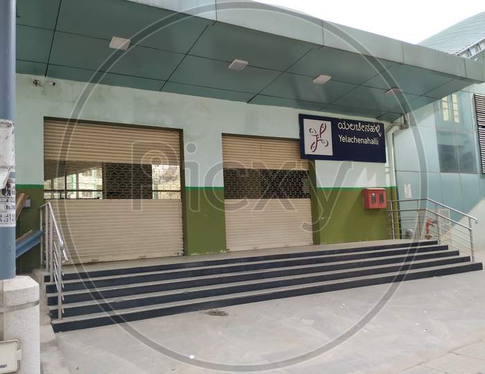 Closeup of Green Line Yelachenahalli Metro Station, Architecture and Building Exterior View