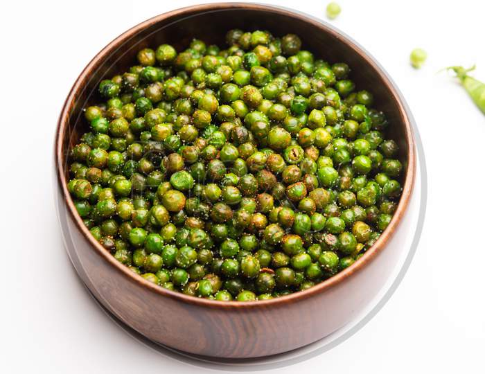 Indian Snacks Fried Or Roasted Salted Green Peas Or Chatpata Matar