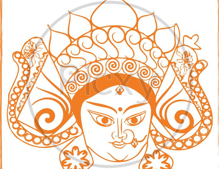 Maa Durga Handpainted in Kalighat Style – MeMeraki.com