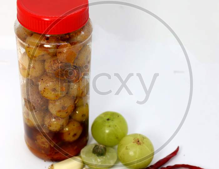Tasty Pickle Of Gooseberry In Jar