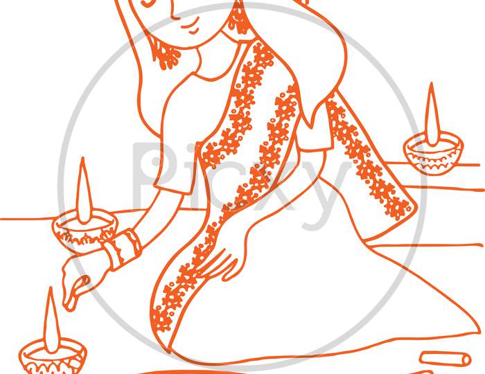 Free Vector  Sketches elements set of diwali festival