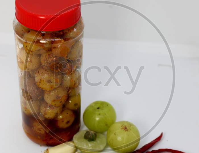 Tasty Pickle Of Gooseberry In Jar