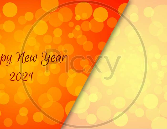 Happy New Year 2021 Greeting Card Design With Copy Space