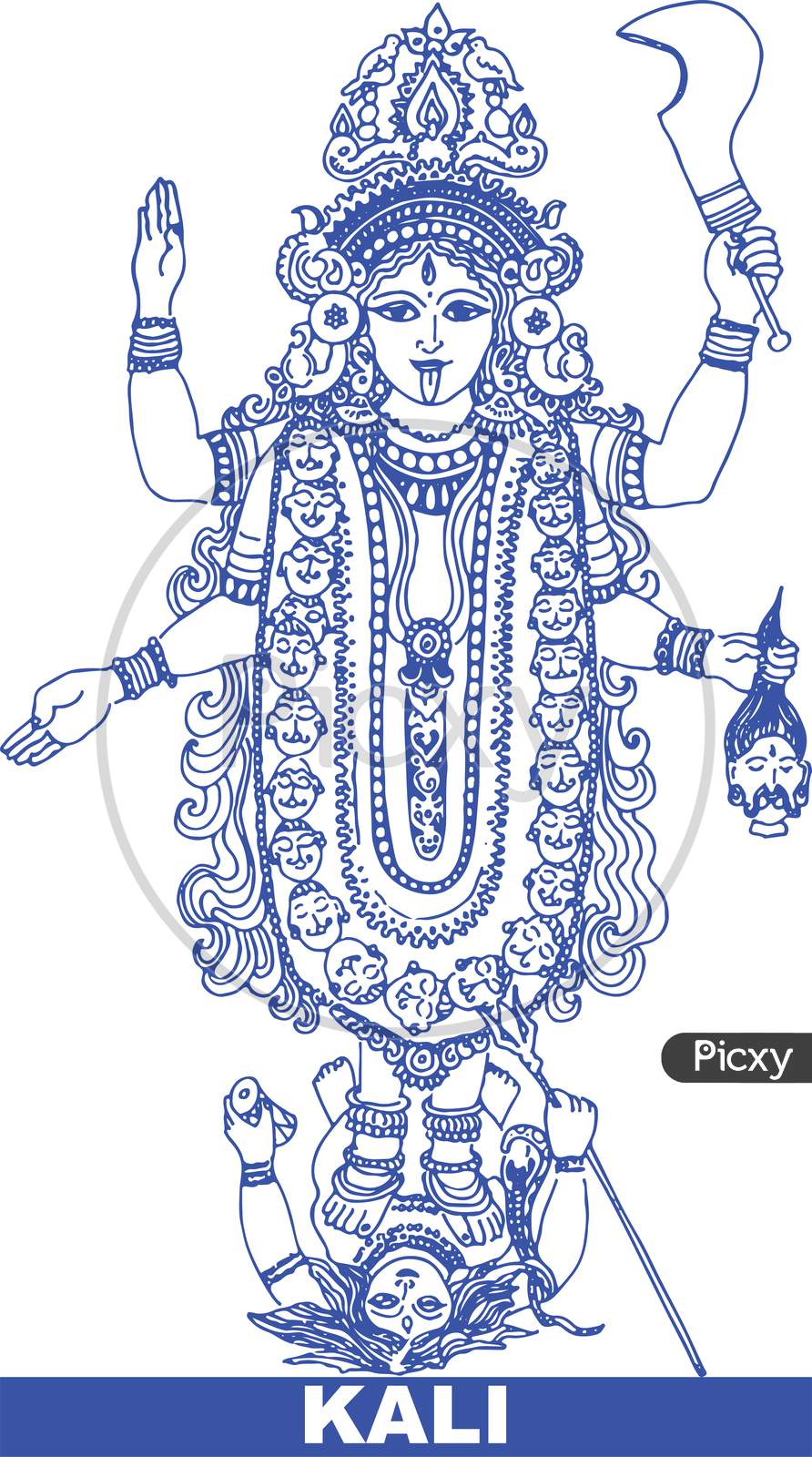 Image of Sketch Of Angry Goddess And Wife Of Lord Shiva Durga Maa Or ...