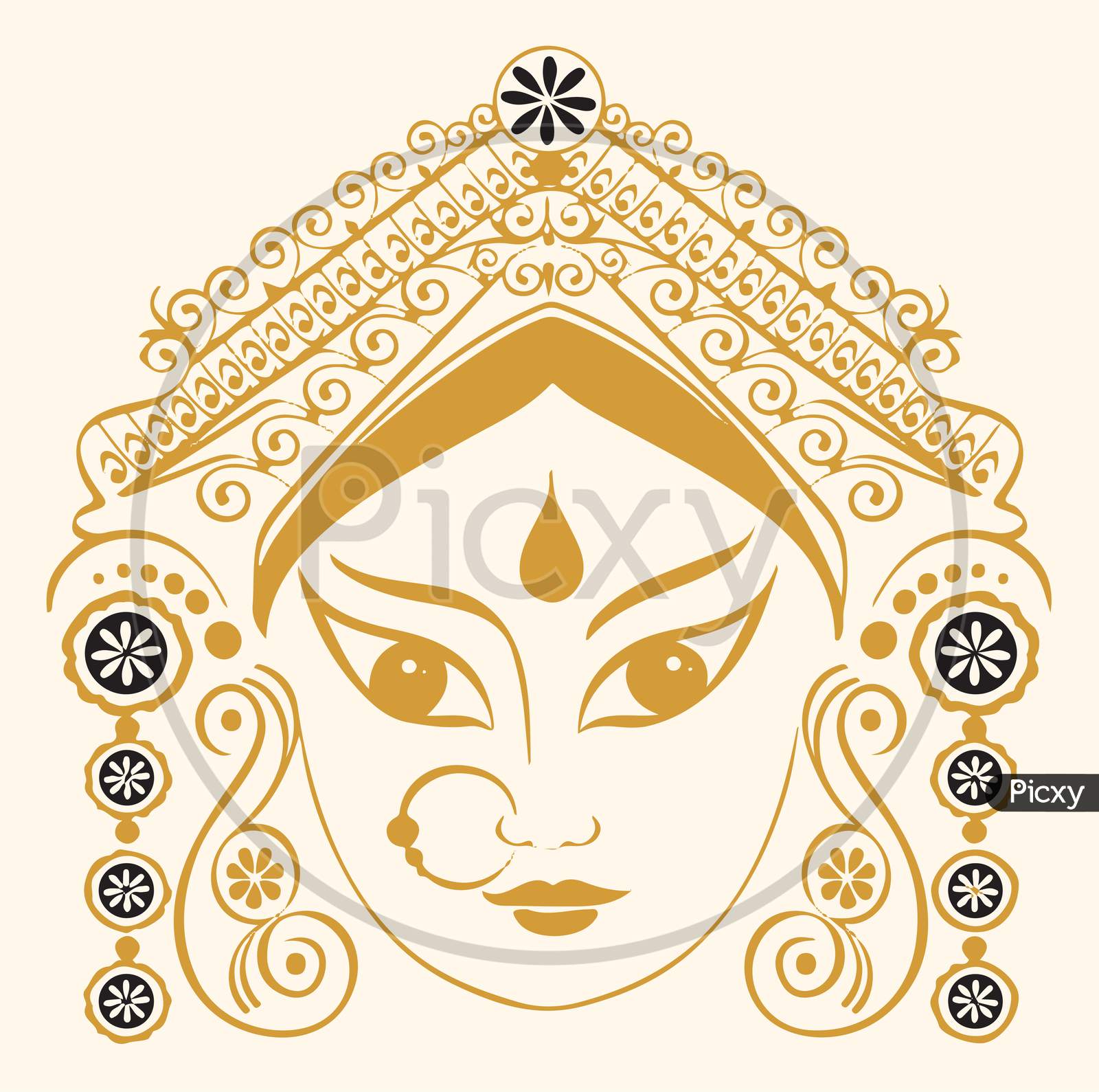 Premium Vector | Indian goddess durga face illustration
