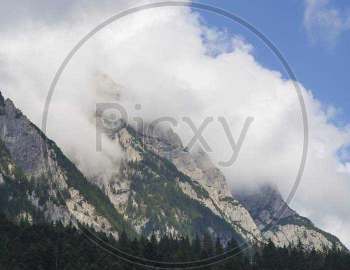 Mountain Peak With Cloud Layer