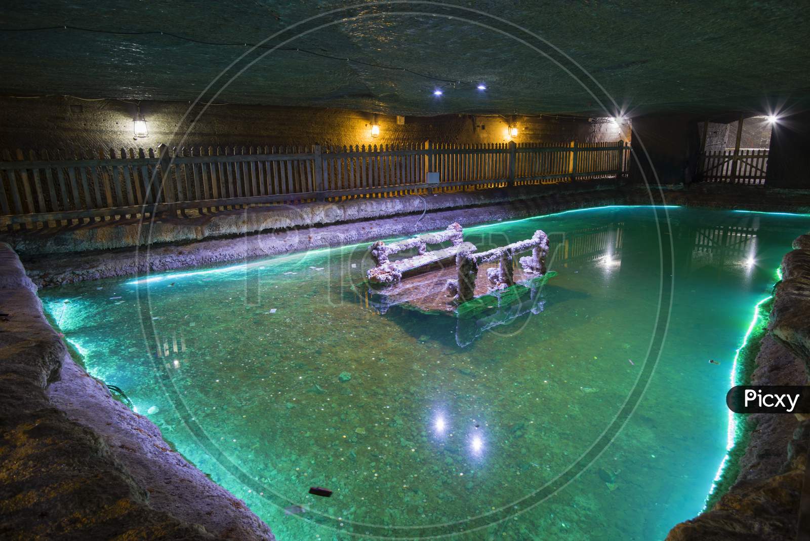 Underground Lake In A Salt Mine