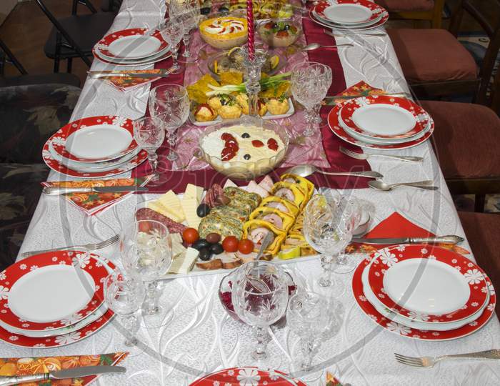Christmas Table With Tasty Food