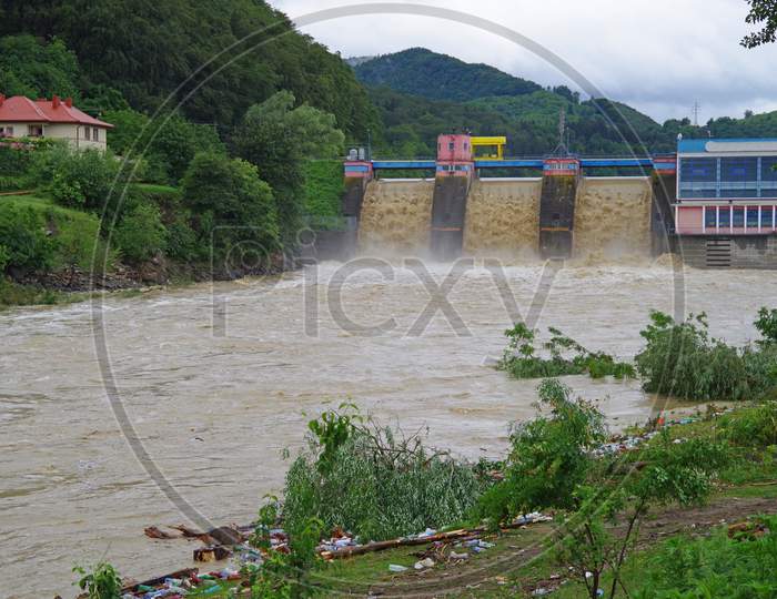 Dam Flood In A Rainy Season