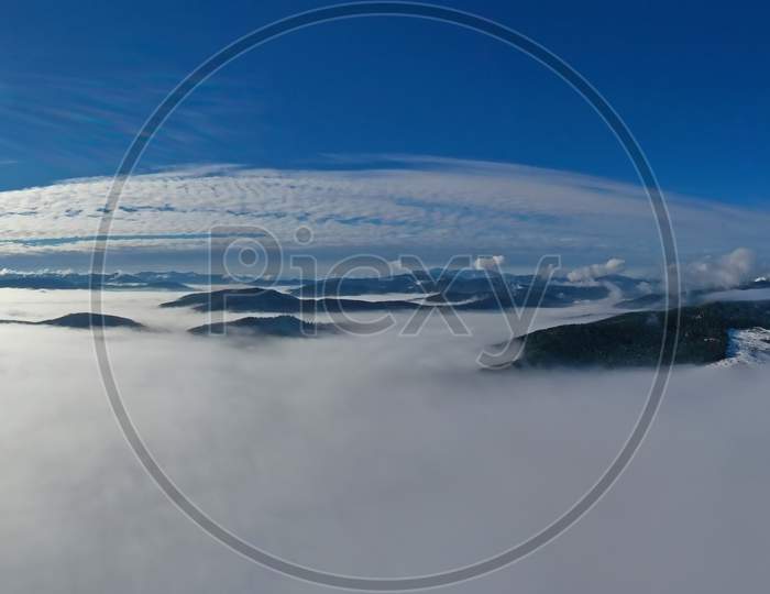 Aerial Winter Morning Panorama