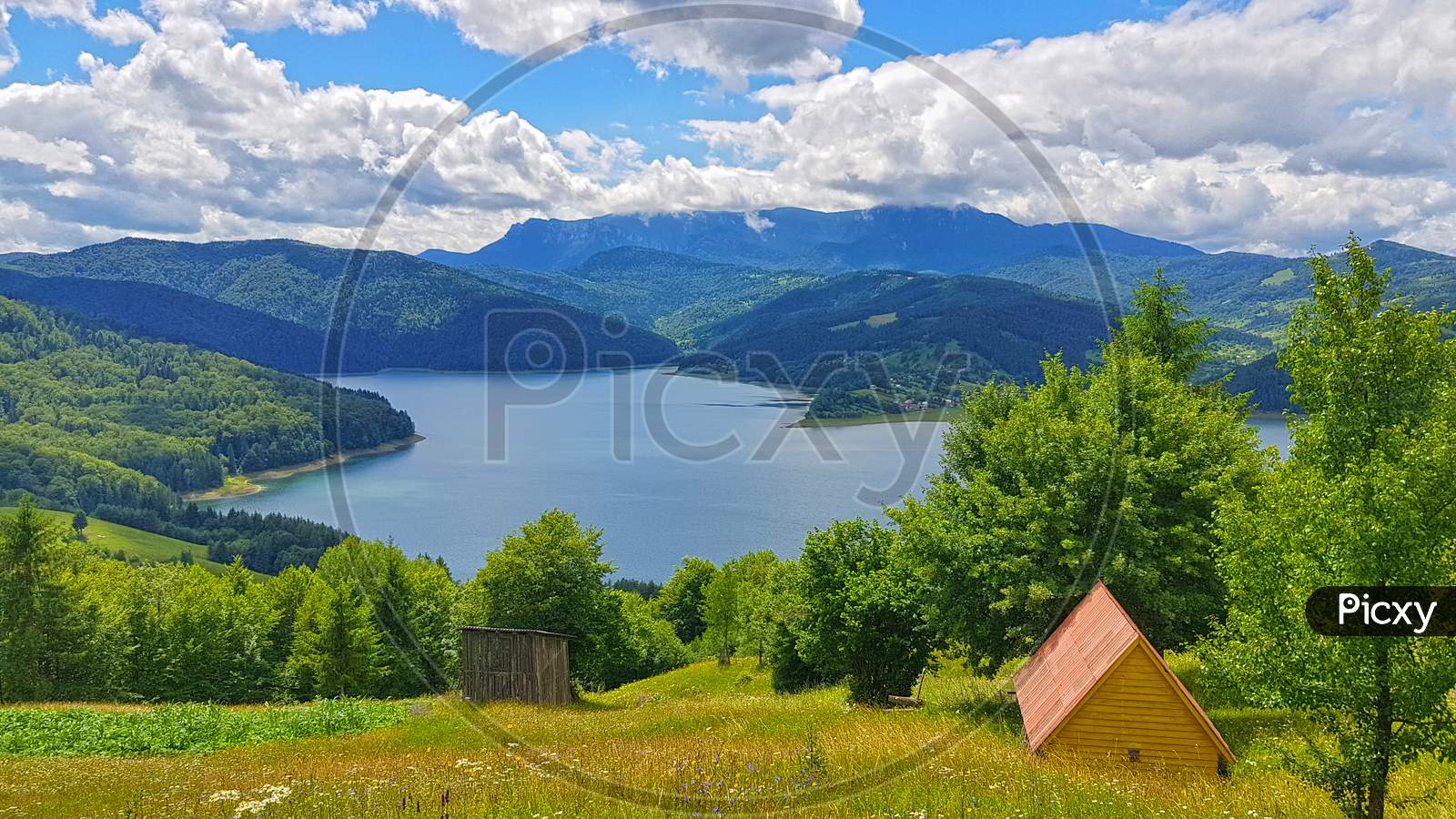 Summer Landscape: Lake And Mountain