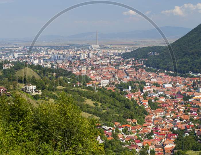 Aerial View Of Old Part Of Brasov, Romania
