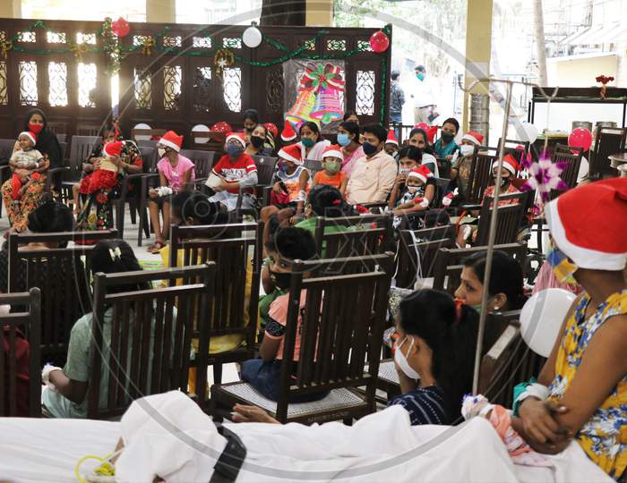 Kids gather to celebrate Christmas at the Wadia Hospital For Children in Mumbai, India on December, 2020.