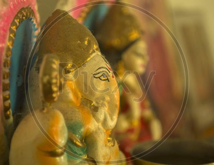 Idol Of Hindu God Ganesha And Laxmi