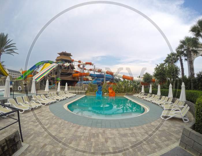 Aqua Park And Pool In Exotic Resort