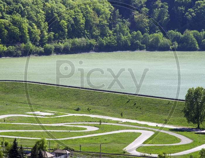 Karting Race Circuit Near Lake