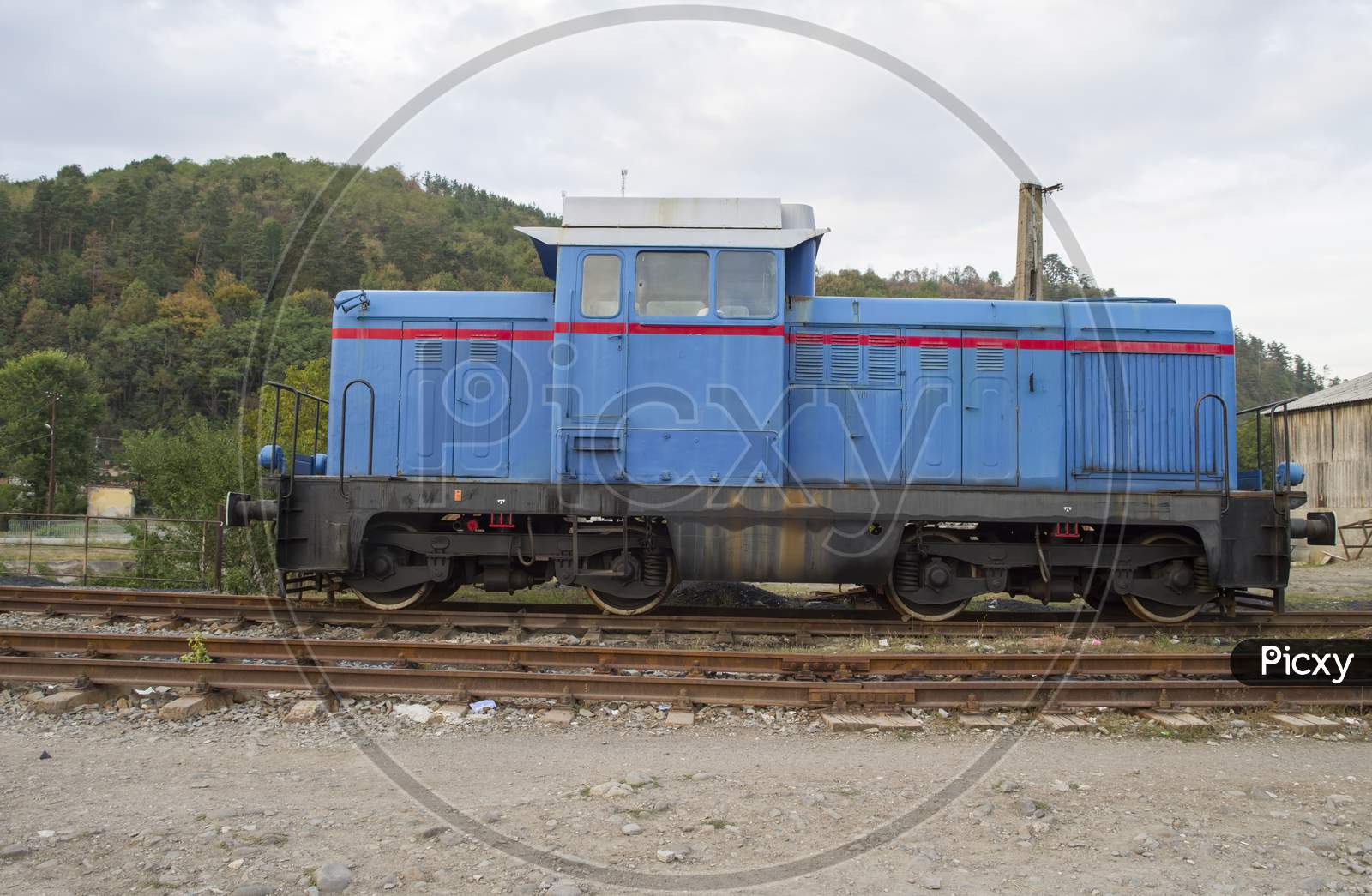 Old Diesel Railroad Train Locomotive