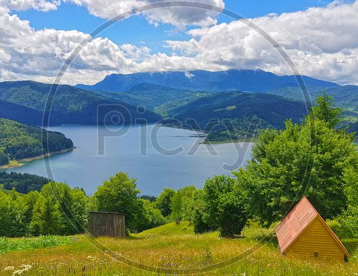 Summer Landscape: Lake And Mountain