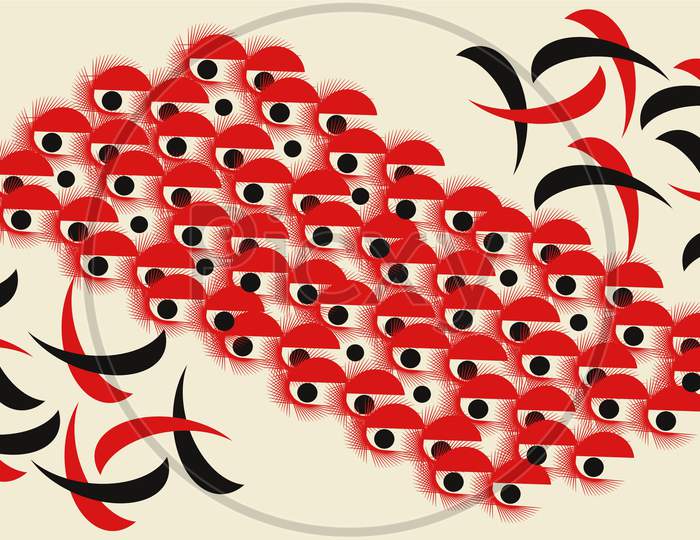 Red Eyes, Abstract, Vector Graphic Design. Eye Icons, Abstract Wallpaper, Isolated On Cream Color Background.