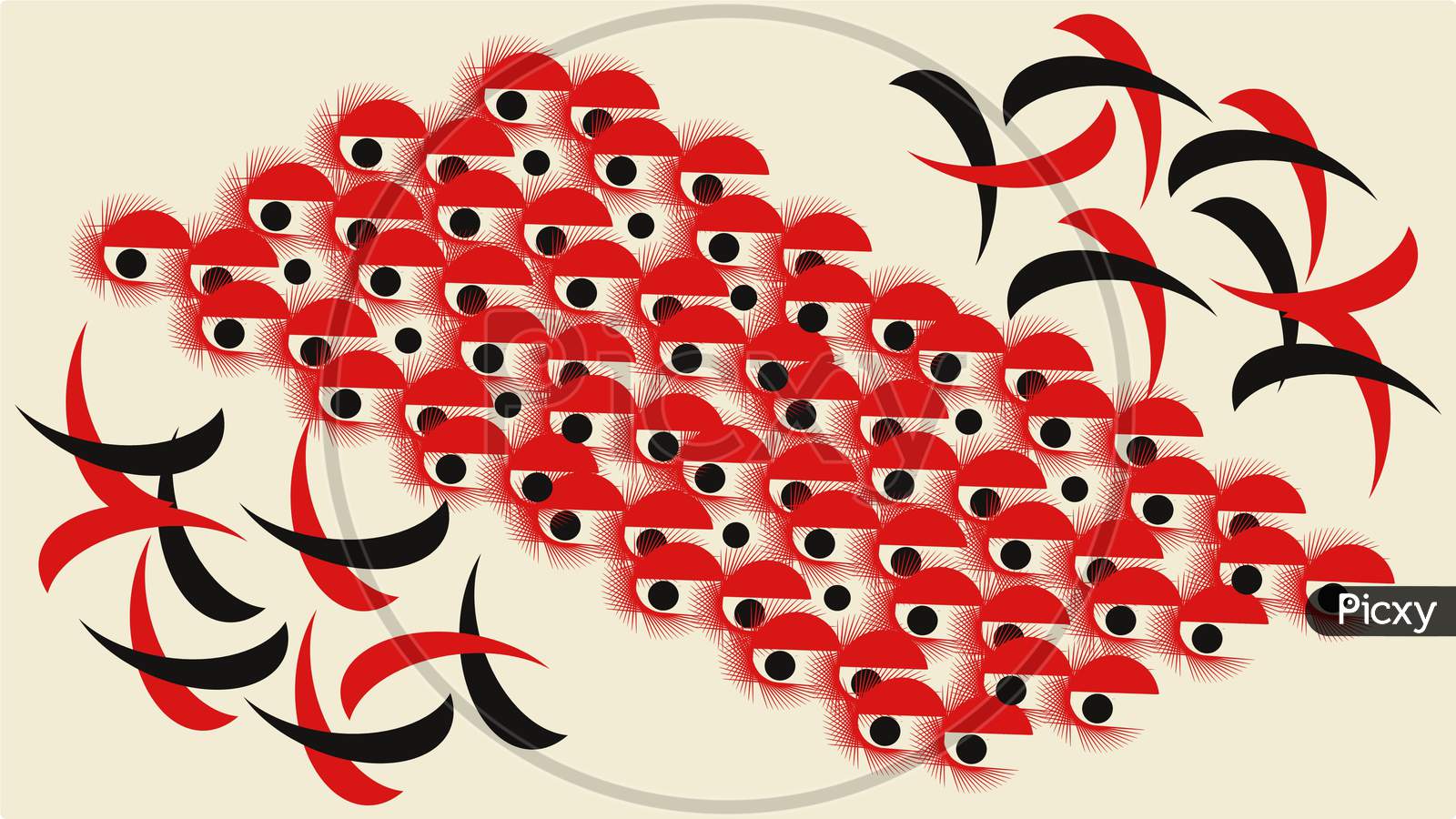 Red Eyes, Abstract, Vector Graphic Design. Eye Icons, Abstract Wallpaper, Isolated On Cream Color Background.