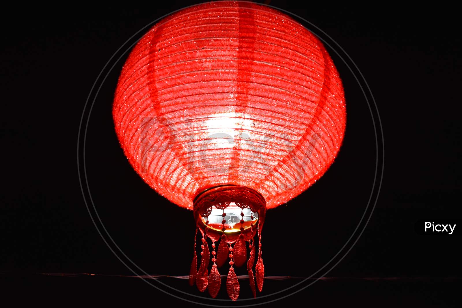 Red spherical pendant light lamp