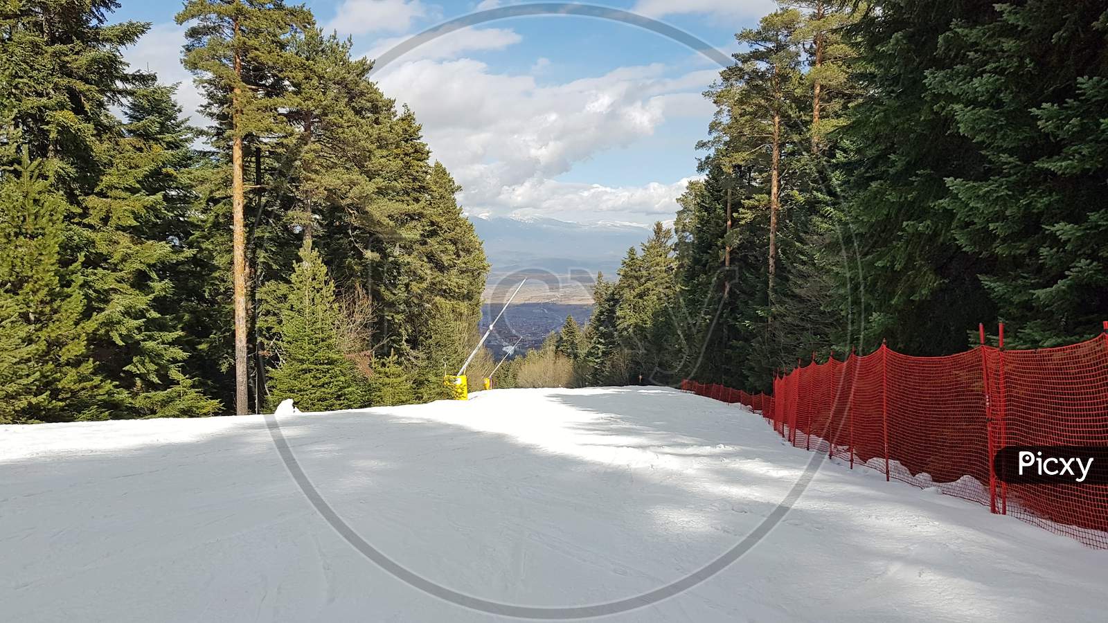 Ski Slope In A Winter Resort