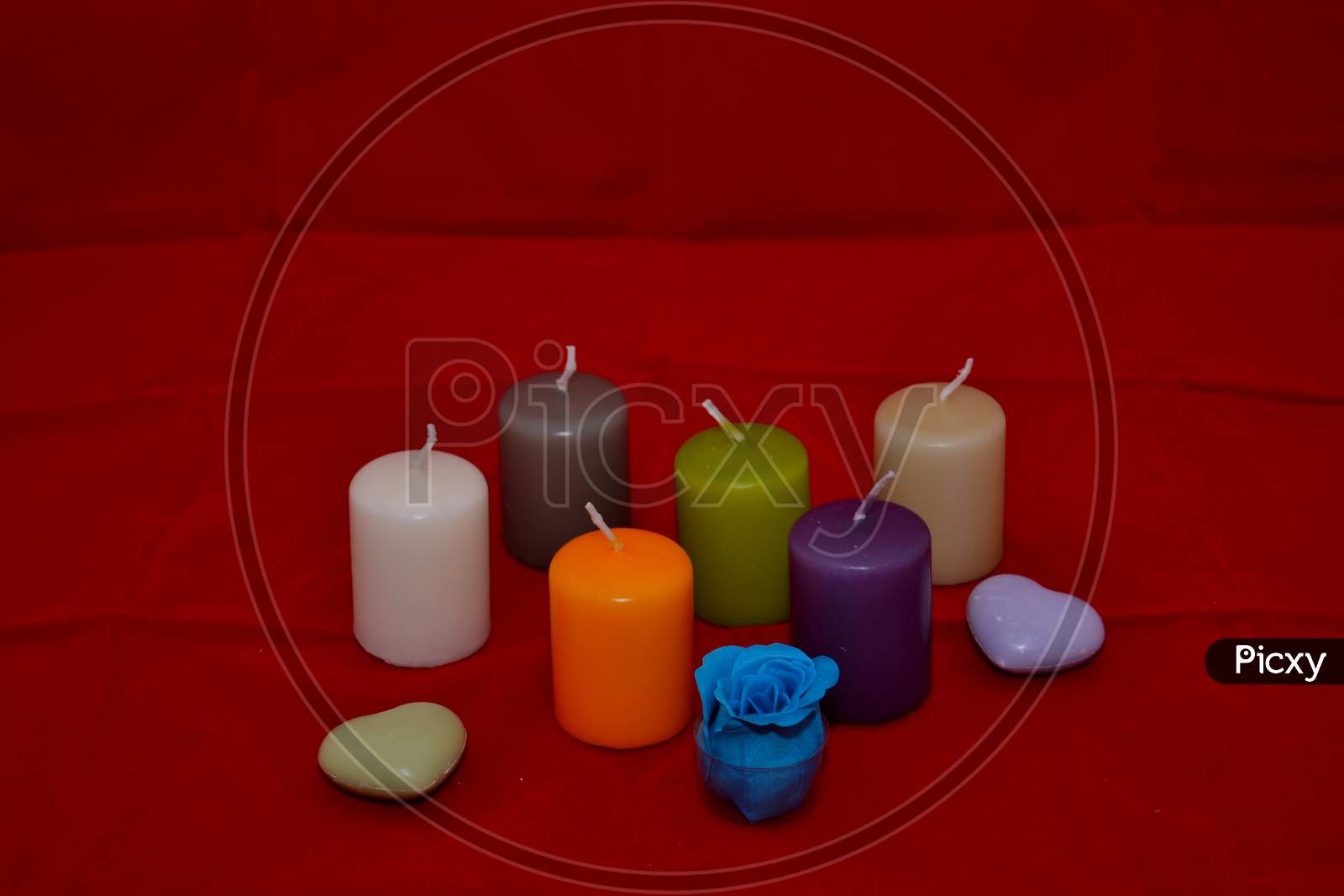 Colored Candles With Hearts