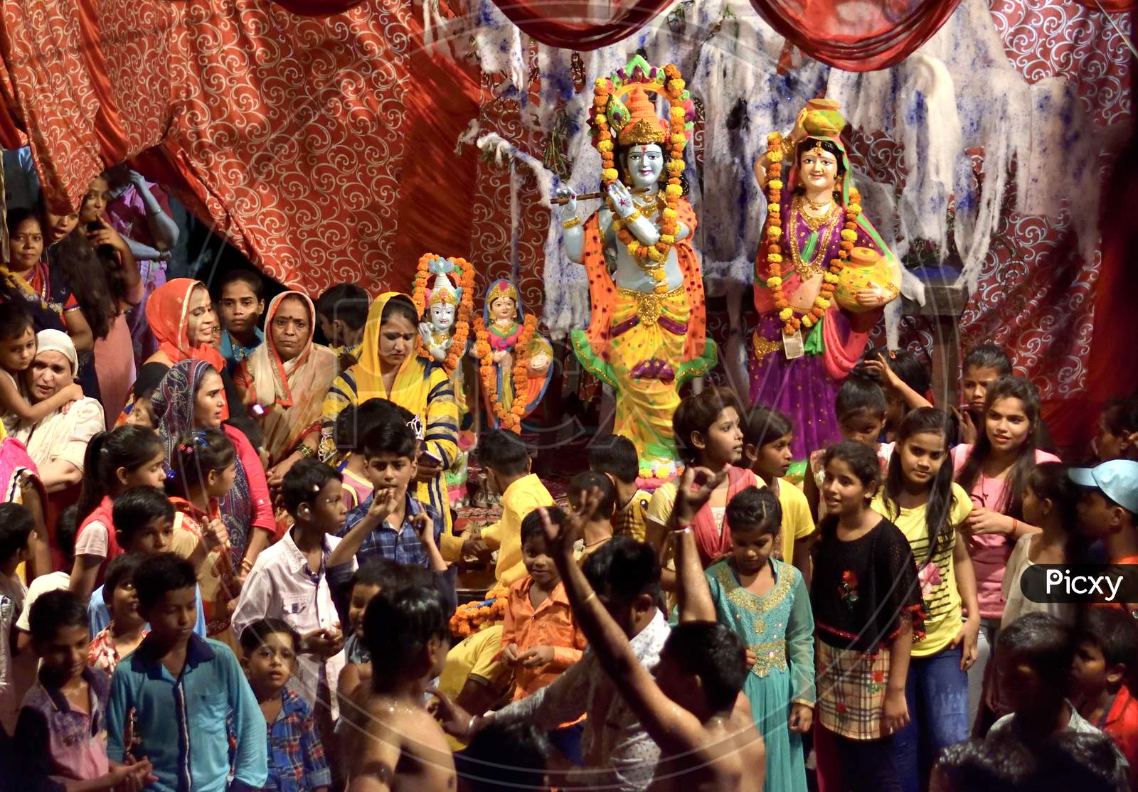 A Group Of Peoples Celebration Janmashtami Festiva