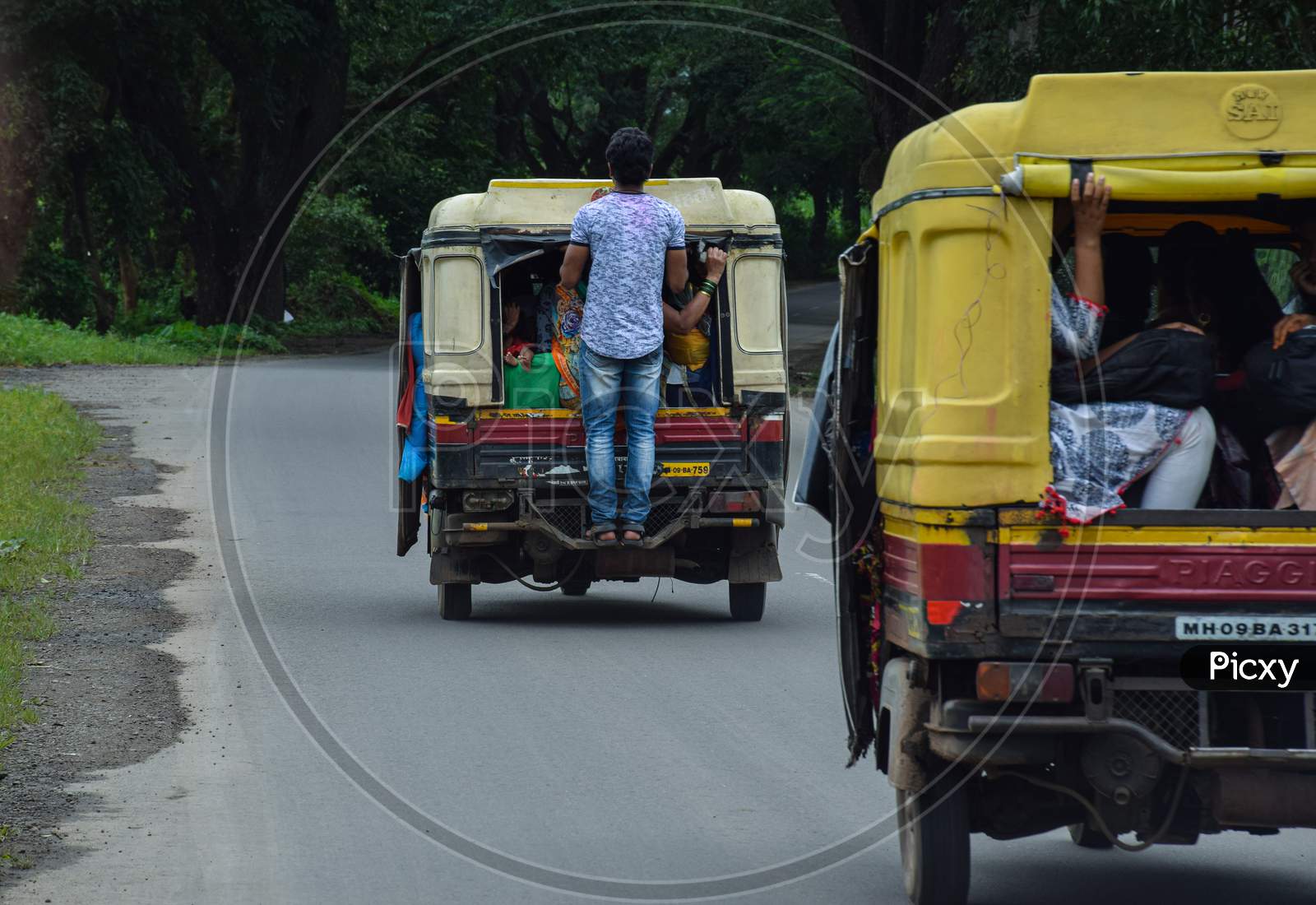 Kolhapur , Maharashtra , India- September 14Th 2019; Back View Of Auto-Rickshaw, Cheap And Local Transportation Of India.