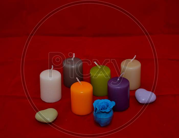 Colored Candles With Hearts
