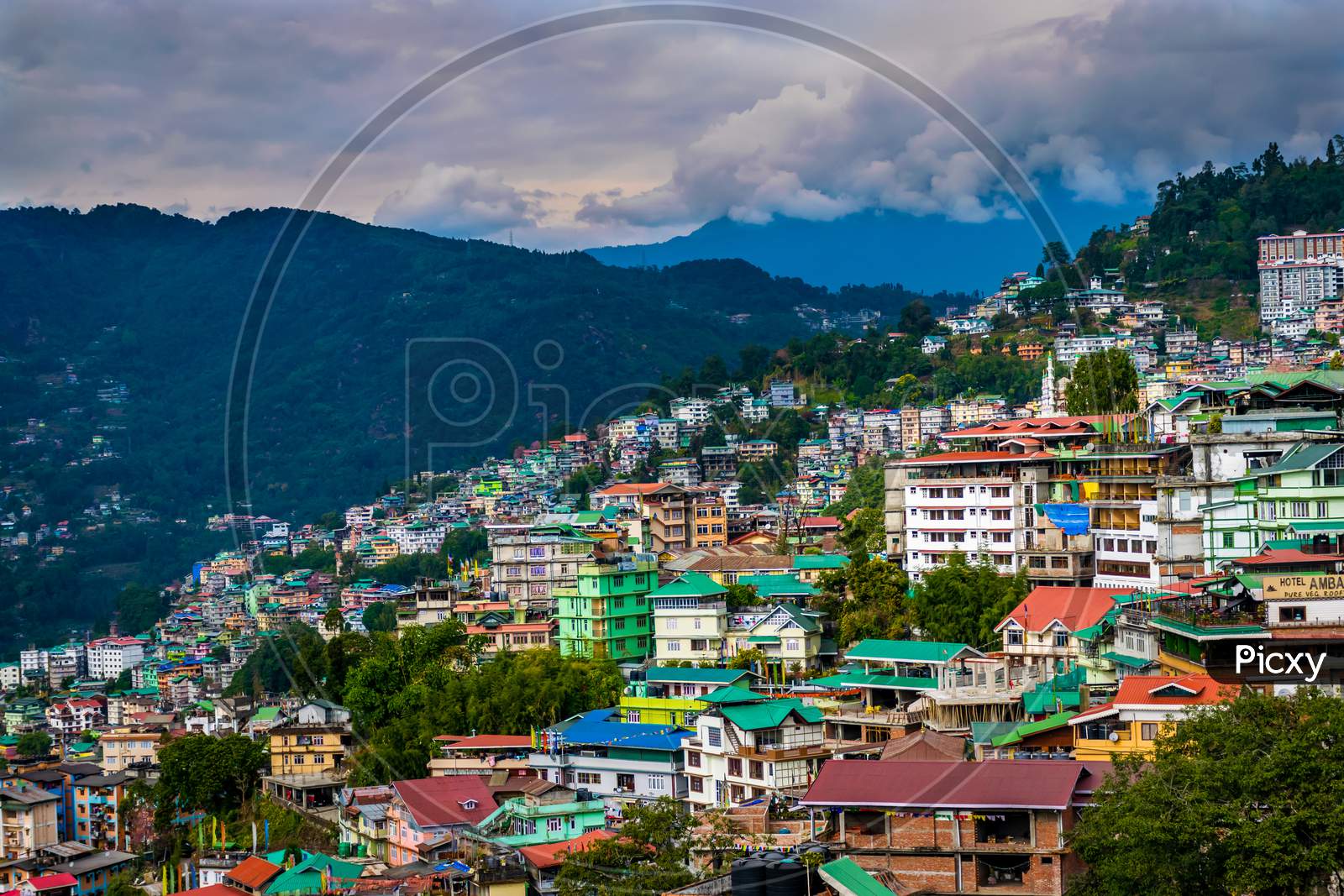 Colourful hill town