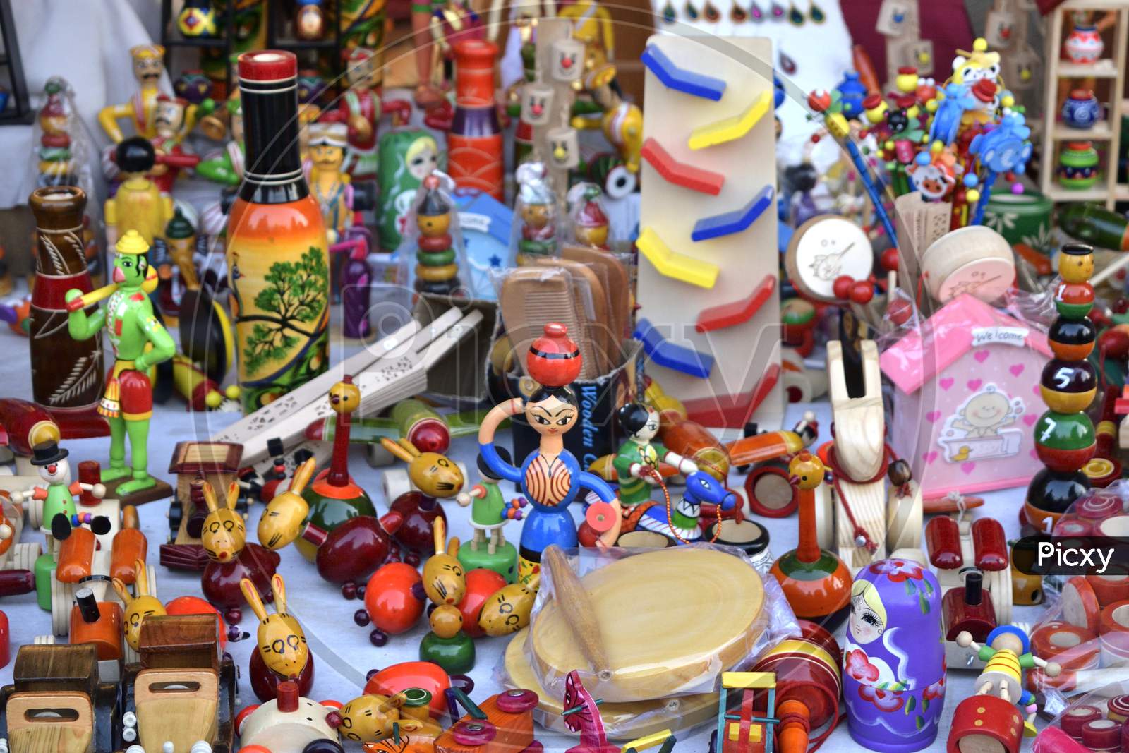 Wooden Handicraft Toy In A Shop At Surajkund Craft Mela