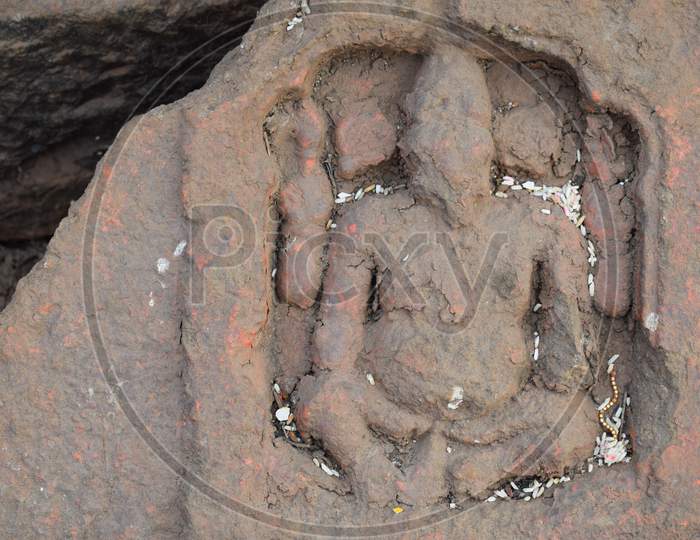 Picture Of Ancient Carving Of Lord Ganesha Spotted In The Old City Of India