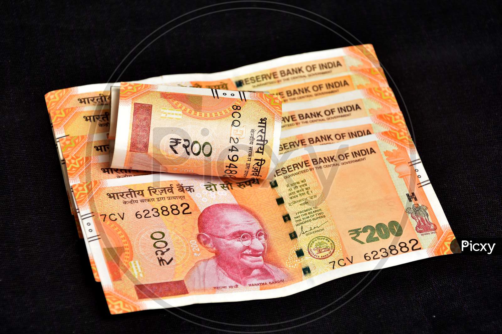 Indian Currency Background, Two Hundred, one Hundred  and fifti rupees New Currency