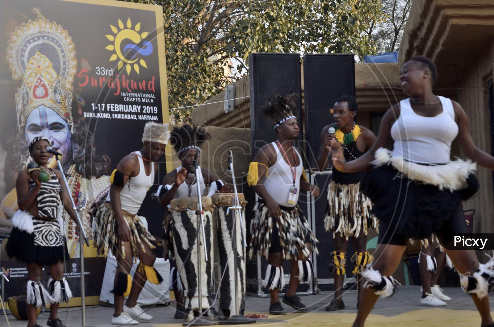 Surajkund International Crafts Mela. Artists From Africa Performing On Stage
