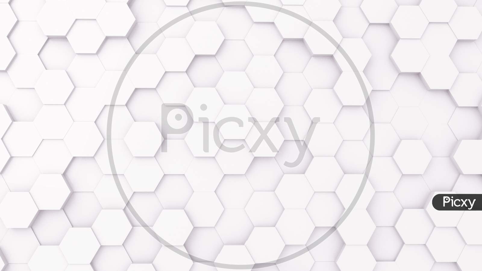 3D Futursitics Rendering White Abstract Honeycomb Random Surface Level Background With Lighting And Shadow. Top View